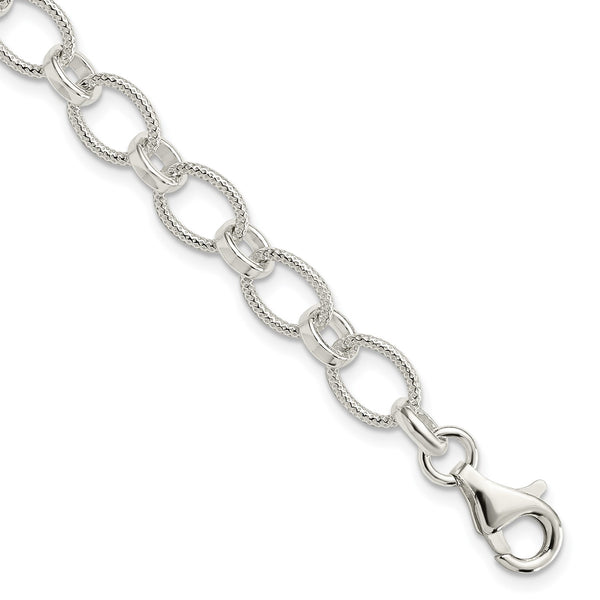 Sterling Silver 7.5" 7MM Fancy Lobster Clasp Bracelet