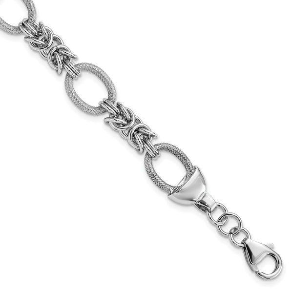 Sterling Silver 7.5" Lobster Clasp Fancy Bracelet