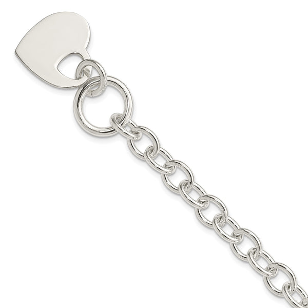 Sterling Silver 7.75" 21MM Heart Toggle Bracelet
