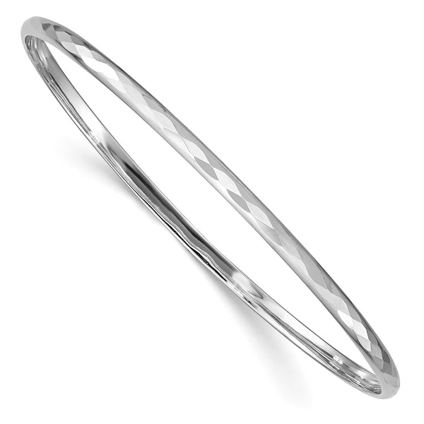 Sterling Silver 7.75" 3MM Diamond-cut Bangle Bracelet
