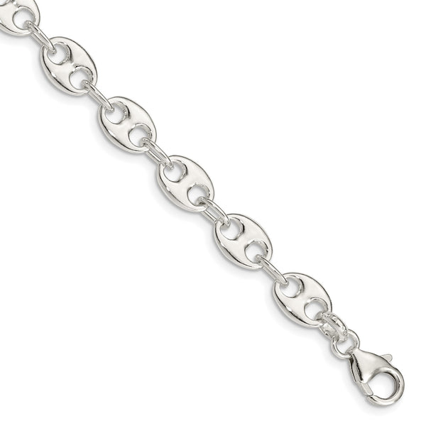 Sterling Silver 7.75" 8MM Fancy Lobster Clasp Bracelet