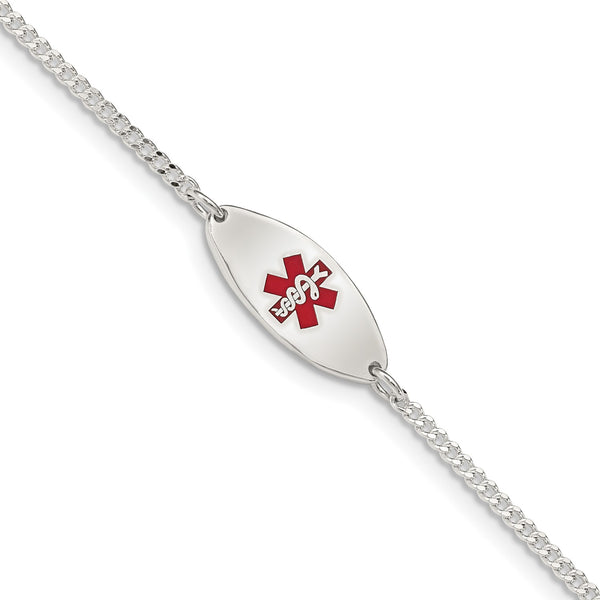 Sterling Silver 7" 8MM Medical Enamel Bracelet