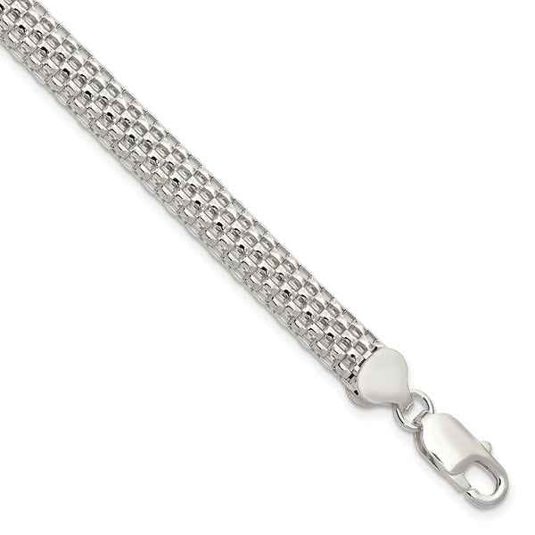 Sterling Silver 7" 8MM Mesh Lobster Clasp Bracelet