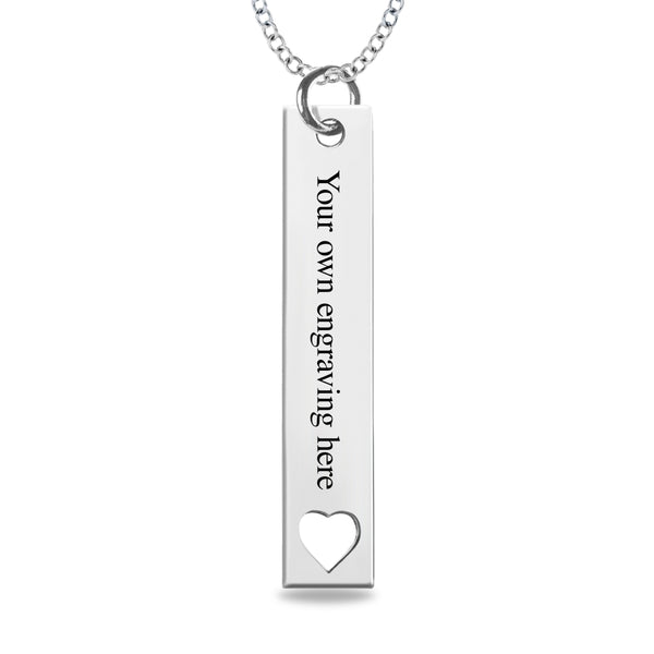 Mitchell K Sterling Silver 8X40MM 18" Heart Engravable Necklace
