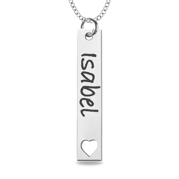 Mitchell K Sterling Silver 8X40MM 18" Heart Engravable Necklace