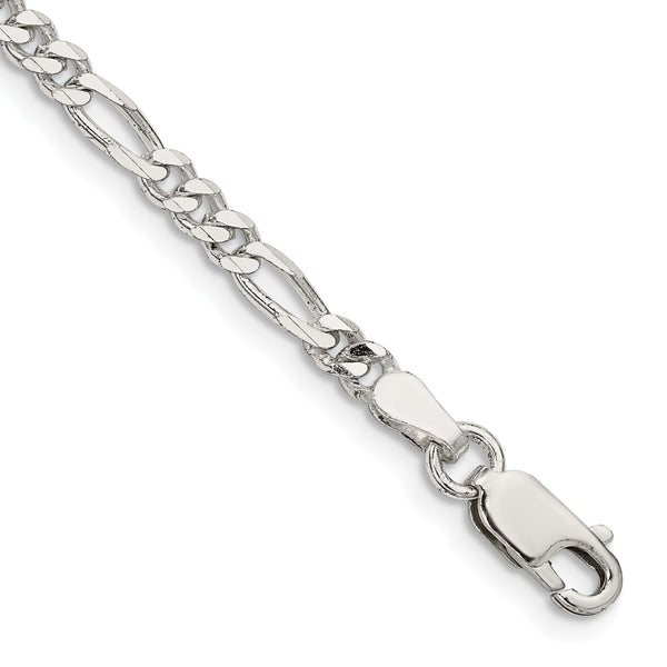 Sterling Silver 8" 3.5MM Lobster Clasp Figaro Bracelet