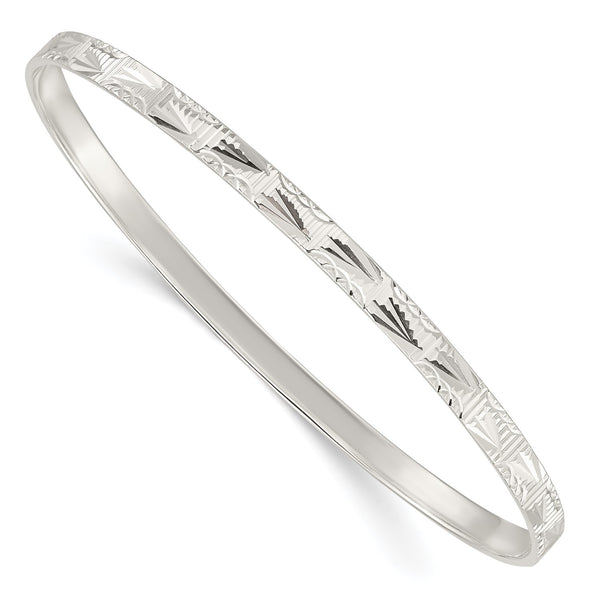 Sterling Silver 8" 5MM Bangle Slip-On Bracelet