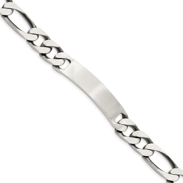 Sterling Silver 8.5" 10MM Lobster Clasp Figaro ID Bracelet