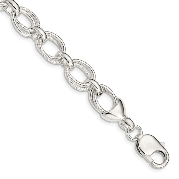 Sterling Silver 8.5" 11MM Lobster Clasp Fancy Bracelet