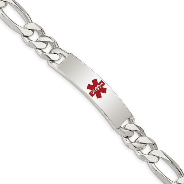 Sterling Silver 8.5" 11MM Medical Figaro ID Bracelet