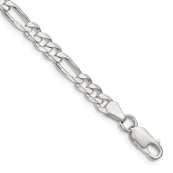 Sterling Silver 8" 5.5MM Lobster Clasp Figaro Bracelet