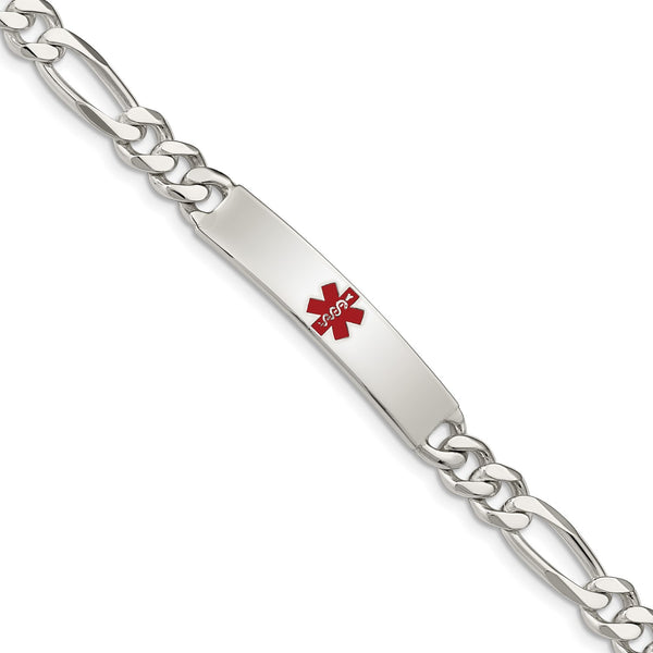 Sterling Silver 8.5" 6.5MM Medical Figaro ID Bracelet