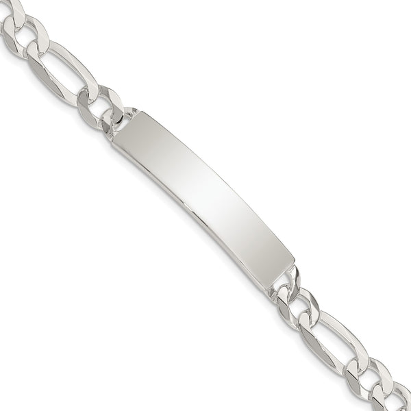 Sterling Silver 8.5" 8MM Lobster Clasp Figaro ID Bracelet
