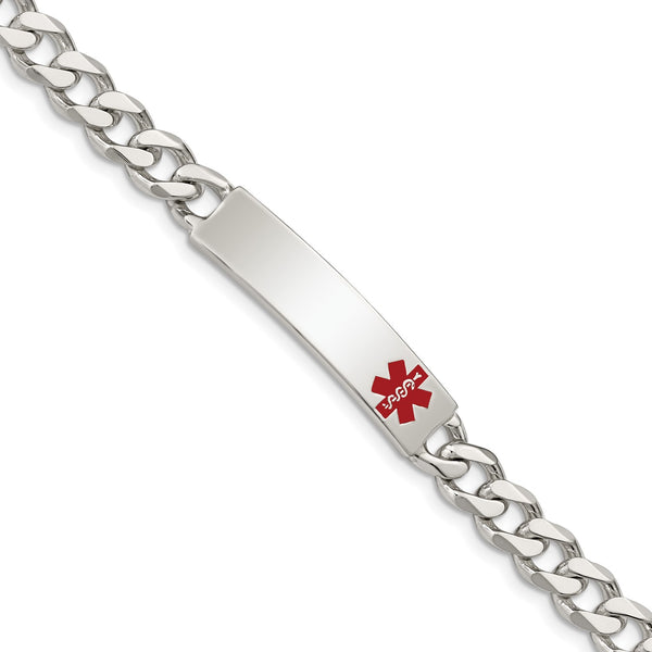 Sterling Silver 8.5" 8MM Medical Enamel Lobster Clasp Curb ID Bracelet