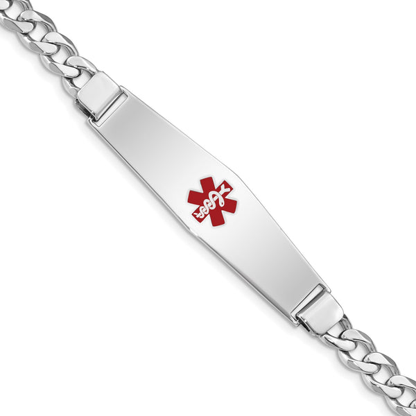 Sterling Silver 8" 7MM Medical Enamel Lobster Clasp ID Curb Bracelet