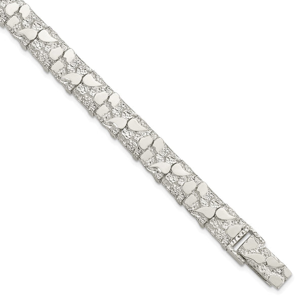 Sterling Silver 8" 9MM Nugget Bracelet