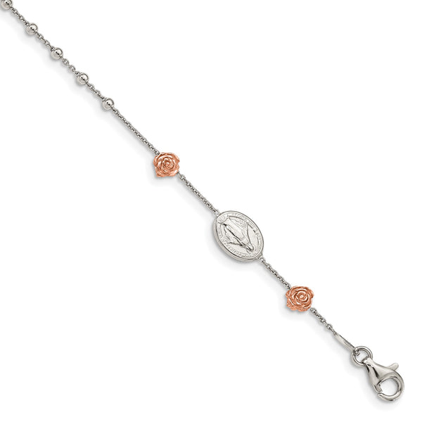 Sterling Silver 8" Religious Bracelet
