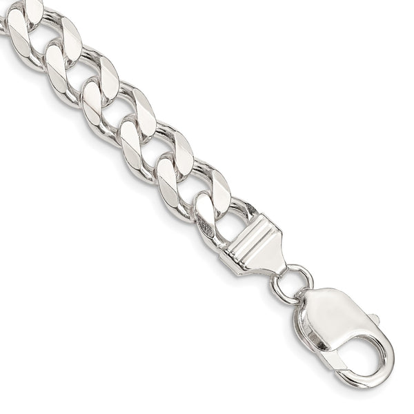 Sterling Silver 9" 9MM Lobster Clasp Curb Bracelet