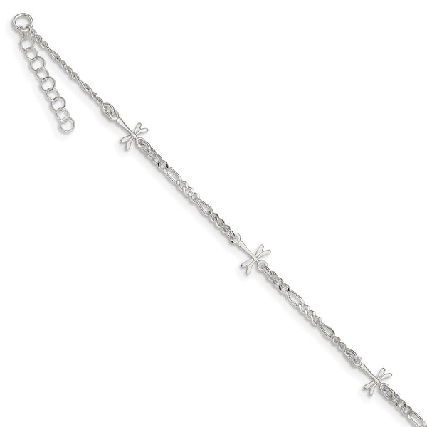 Sterling Silver 9" Dragonfly Anklet