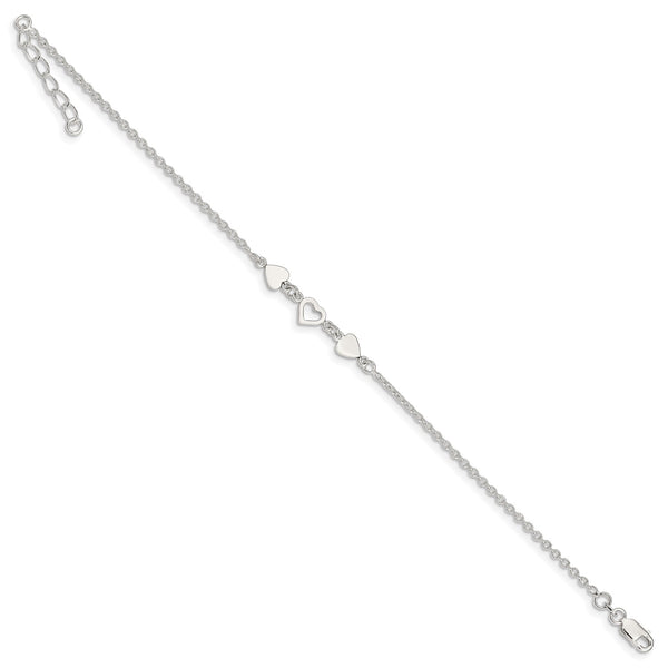 Sterling Silver 9" Heart Anklet