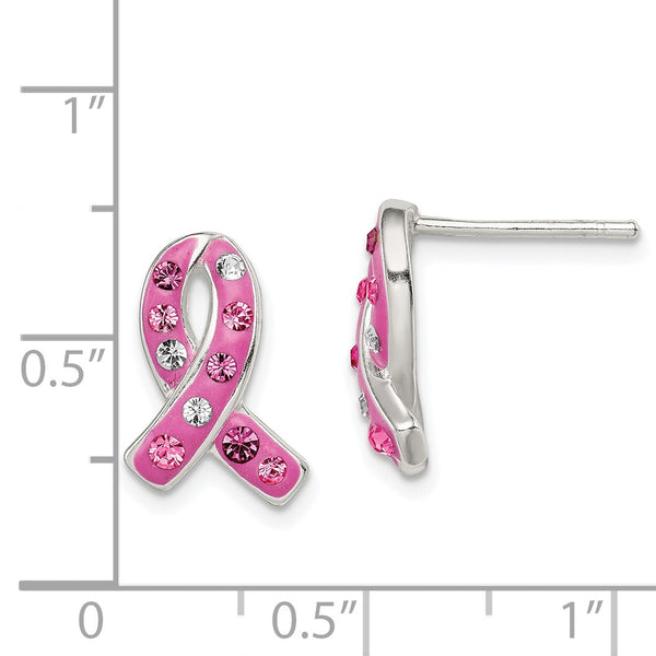 Sterling Silver Crystal 14X9MM Stud Awareness Earrings