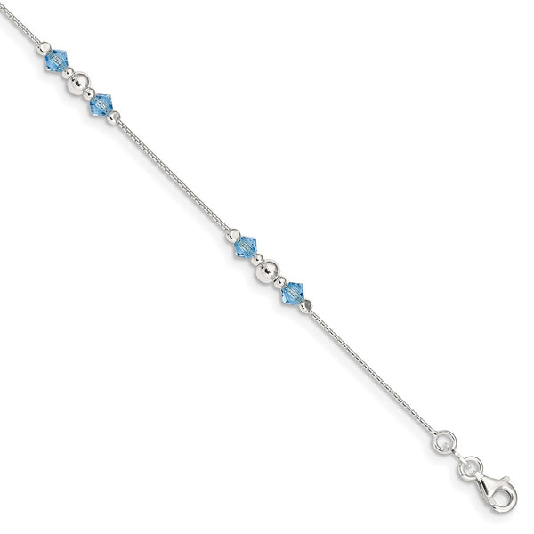 Sterling Silver Cubic Zirconia 10" Anklet