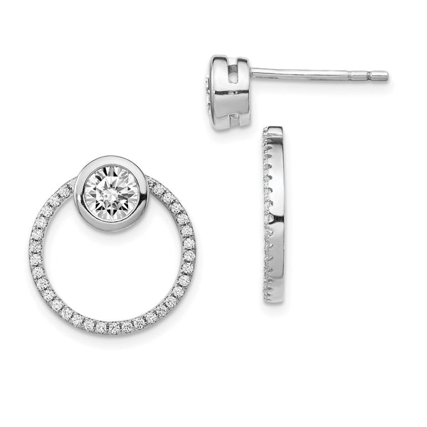 Sterling Silver Cubic Zirconia 16MM Circle Earrings