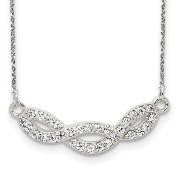 Sterling Silver Cubic Zirconia 16" 6MM Fancy Necklace