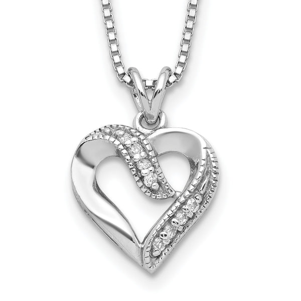 Sterling Silver Cubic Zirconia 16" Heart Necklace