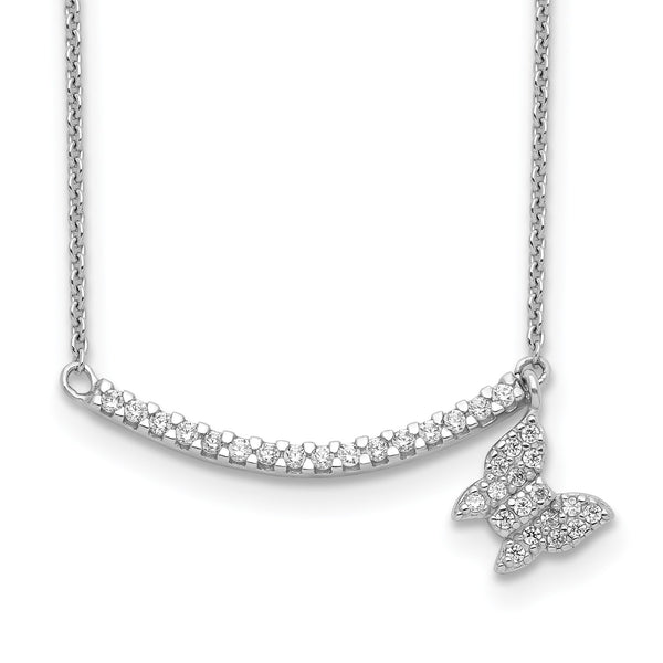 Sterling Silver Cubic Zirconia 17.5" Butterfly Necklace
