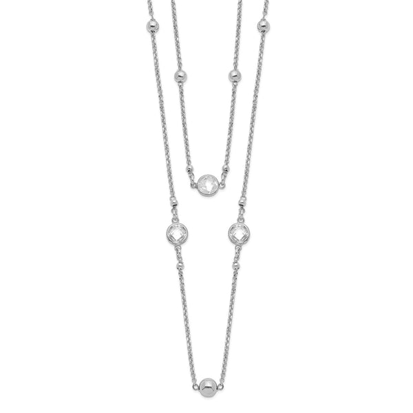Sterling Silver Cubic Zirconia 17" Fashion 2-Strand Necklace