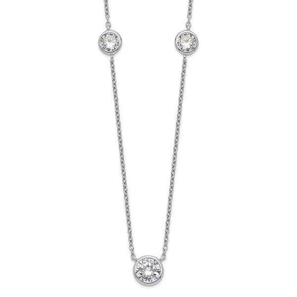 Sterling Silver Cubic Zirconia 18" 3-Station Necklace