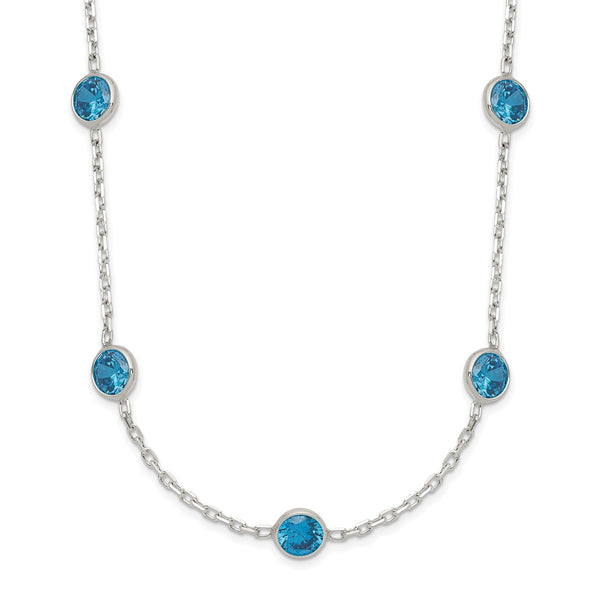 Sterling Silver Cubic Zirconia 18" 9-Station Necklace