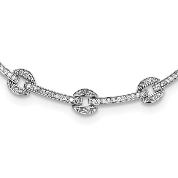 Sterling Silver Cubic Zirconia 18" Circle Bar Necklace