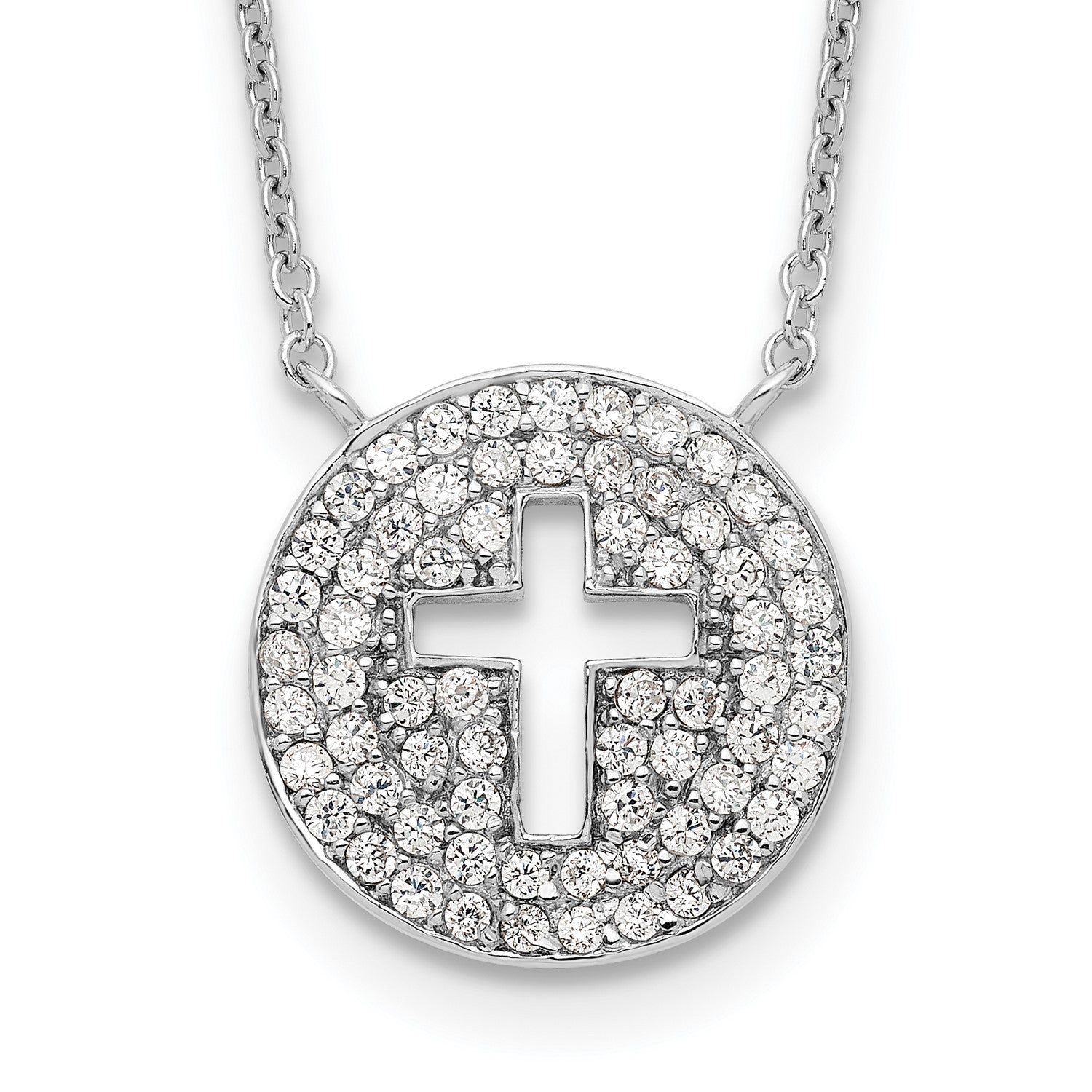Sterling Silver Cubic Zirconia 18-inch Cross Necklace