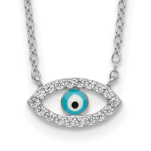 Sterling Silver Cubic Zirconia 18" Eye Necklace