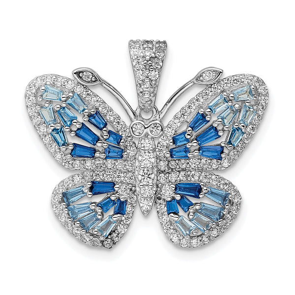 Sterling Silver Cubic Zirconia 25MM Butterfly Pendant-Chain Not Included