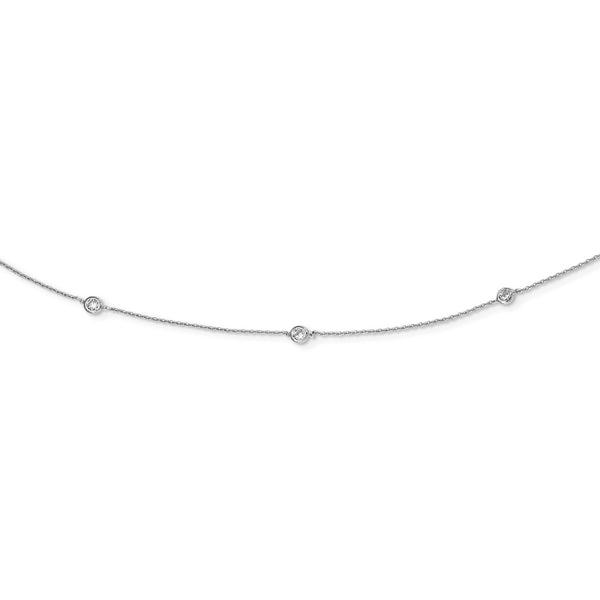 Sterling Silver Cubic Zirconia 32" Fancy 15-Station Necklace