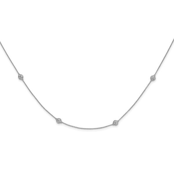 Sterling Silver Cubic Zirconia 36" Pave 14-Station Necklace
