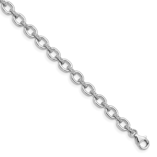 Sterling Silver Cubic Zirconia 7.5" Cable Link Bracelet