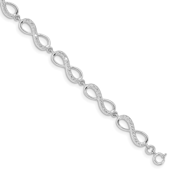 Sterling Silver Cubic Zirconia 7" Infinity Bracelet
