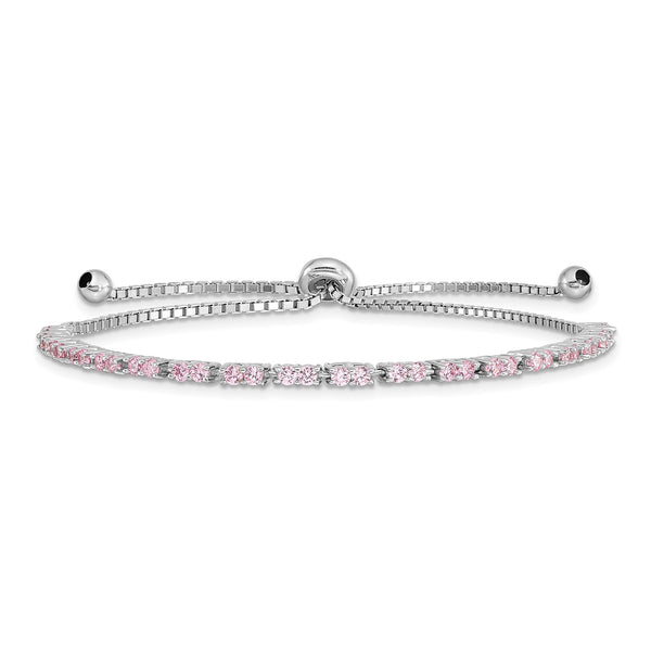 Sterling Silver Cubic Zirconia Bolo Birthstone Bracelet