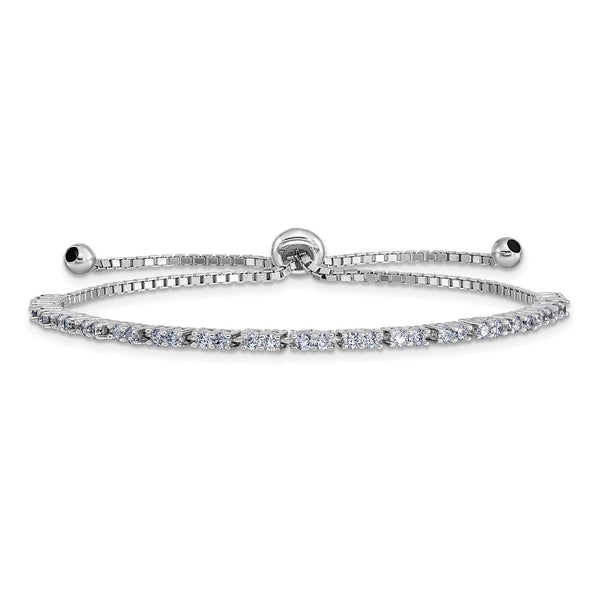 Sterling Silver Cubic Zirconia Bolo Birthstone Bracelet