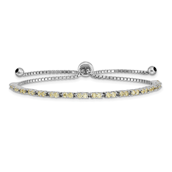 Sterling Silver Cubic Zirconia Bolo Birthstone Bracelet