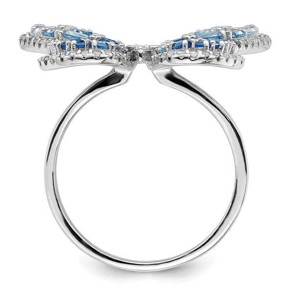 Sterling Silver Cubic Zirconia Butterfly Ring; Size 6