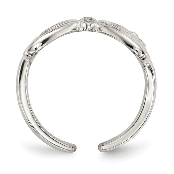 Sterling Silver Cubic Zirconia Fashion Butterfly Double Ring; Size 7