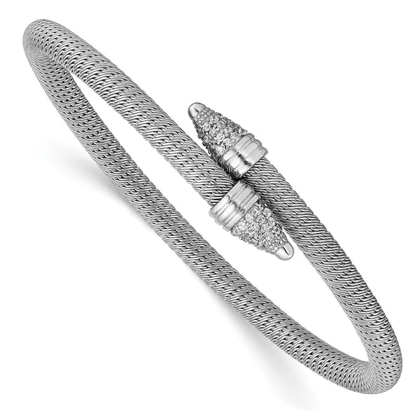 Sterling Silver Cubic Zirconia Flexible Bangle Bracelet