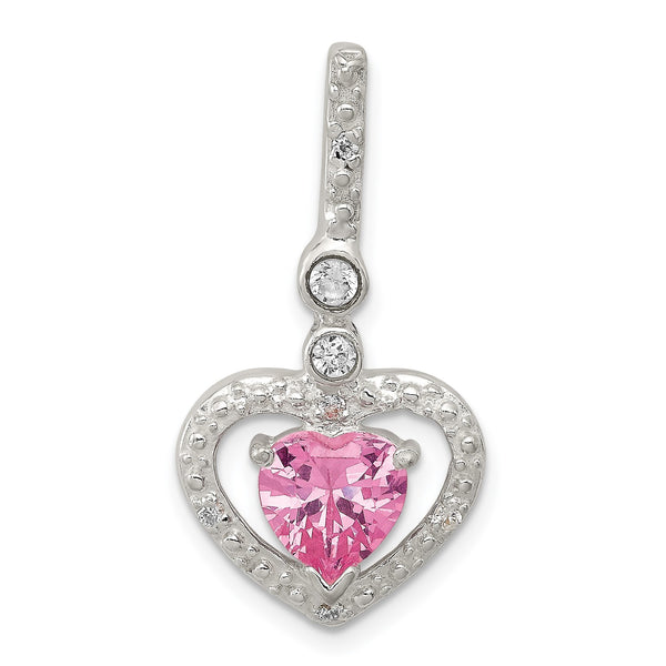 Sterling Silver Cubic Zirconia Heart Pendant-Chain Not Included