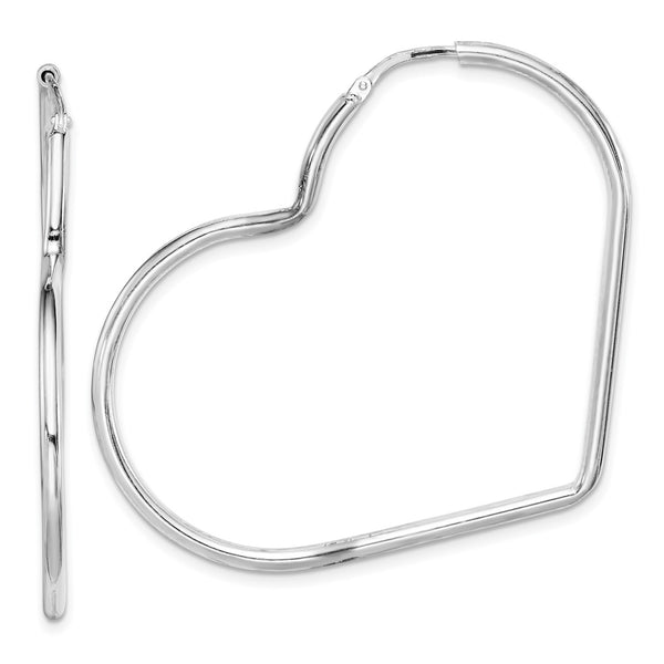 Sterling Silver 2X45MM Heart Hoop Earrings