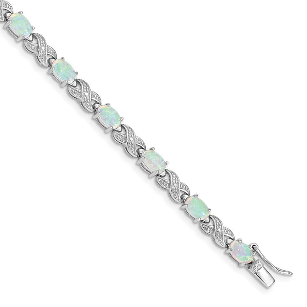 Sterling Silver Opal 7" 6MM Tennis Bracelet